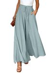 Dokotoo Fashion Wide Leg Pants Women Halara Pants Summer Solid High Waist Drawstring Yoga Pants Jogging Jogger Beach Sport Office with Side Pockets Beach Resort Cruise Wear 2024 Sea Green M