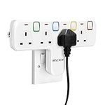 Mscien T Plug Extension 4 Way Socket Wall Plug Extension with Individual Switches,Turn 1 into 4, Power Adapter without Cable