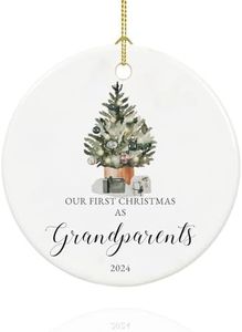 Our First Christmas as Grandparents Ornament 2024,First Time Grandparent Gifts for New Grandparents, Ceramic Keepsake New Grandparents Christmas Ornaments with Ribbon and Box