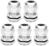 uxcell Cable Gland PG9 Metal Waterproof Cable Glands Joints Adjustable Connector for 4-8mm Dia Cable, Pack Of 5