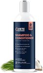 Vets Preferred Dog Shampoo and Conditioner - Dog Wash Pet Shampoo - Moisturize, Deodorize, and Detangle - Hypoallergenic Dog and Puppy Shampoo with Coconut, Palm, Oatmeal, & Aloe – 16 Fl Oz