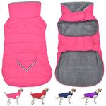 Dog Coat, Waterproof Dog Winter Jacket with Pocket, Reflective Adjustable Dog Snow Vest, Warm Cozy Fleece Sweater for Small Medium Large Dogs - Pink, S