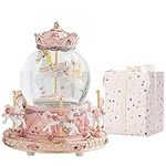 LOVE FOR YOU Gift Wrapped Music Box Carousel Horses Color Lights Unicorn Musical Snow Globe for Girls and Women Baby Kids Sister Niece Daughter Mom Granddaughter Grandma Birthday Mothers Day Present