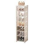 NIAWECAN Shoe Rack Tall, 8 Tiers Vertical Shoe Rack, Shoe Racks Storage, Tall Narrow Shoe Rack, Slim Shoe Storage Organiser for Small Spaces, Narrow Shoe Rack White for Corner Living Room Entryway