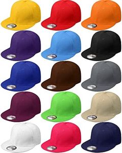 15 Pack Snapback Hats for Men Hip Hop Style Hats Solid Baseball Hats Adjustable Snapback Cap Flat Brim Baseball Caps, Fresh Colors