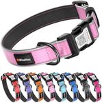 ilFindYou Personalized Dog Collar with QR Code tag for pet ID, Reflective Safety Collar, Suitable for Small, Medium, and Large Dogs (Pink, Large)
