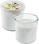 Ikea ADLAD White Scented Candles in Glass Jars, Forest Woods, Amber & Citrus, 40 Hours Each - Set of 2