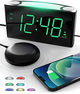 ROCAM Alarm Clocks Bedside for Heavy Sleepers/Deaf/Hard of Hearing, Vibrating Loud Alarm Clock with 7 Colorful Night Light, Digital Clock for Bedroom, Night Light Clock for Kids/Teenagers