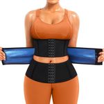 Ursexyly Women Sweat Waist Trimmer Trainer Sauna Corset Workout Belt Belly Band Stomach Tummy Wraps Body Shaper Sports Girdle (Black-Blue Inner, X-Large)