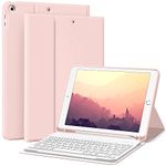 JKSML New 10.2 inch iPad 9th/8th/7th Generation Keyboard Case 2021/2020/2019, Detachable Wireless Bluetooth Keyboard (Quick Connection), Auto Wake/Sleep Cover with Pencil Holder, Soft TPU Back, Pink