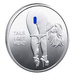 Heads I Get Tail Tails I Get Head Adult Sexy Heads Tails Challenge Token Coin Lucky Funny Gifts for Men Women Husband Boyfriend Fiance (Silver)