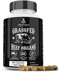 Ancestral Supplements Grass Fed Beef Organ Supplement, Supports Whole Body Wellness with Proprietary Blend of Liver, Heart, Kidney, Pancreas, Spleen, Freeze-Dried Beef, Non-GMO, 180 Capsules