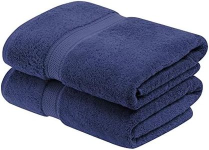 Superior 900 GSM Luxury Bathroom Towels, Made of 100% Premium Long-Staple Combed Cotton, Set of 2 Hotel & Spa Quality Bath Towels - Navy Blue, 30" x 55" Each