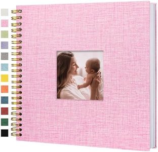 Hiwhy Scrapbook Photo Album Linen Cover, 12 x 12 Inch Hardcover Kraft White Pages Memory Book, for Travel Wedding Guest Book Christmas Baby Shower (40 Sheets/ 80 Pages,Pink)