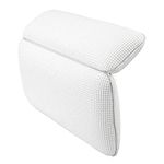 Rubik Non Slip Bath Pillow Waterproof with 7 Strong Suction Cups for Neck Rest, Shoulder and Back Support Fits Any bathtub, White