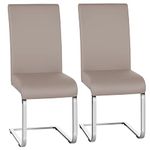 Yaheetech 2pcs Dining Chairs Leather Chairs for Kitchen Dining Room with High Back and Metal Legs Modern/Stylish Dining Furniture Light Brown