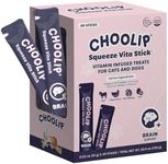 Choolip Grab & Go Squeeze Vita Stick Lickable Treats for Dogs & Cats. 49 Brain Support Sticks with Essential multivitamins. Soft and Tasty Paste for All Life Stages, Supporting Brain Health
