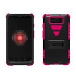 Beyond Cell Tri-Shield Durable Hybrid Hard Shell and Silicone Skin Gel Case for Motorola Droid Ultra, Retail Packaging, Black/Hot Pink