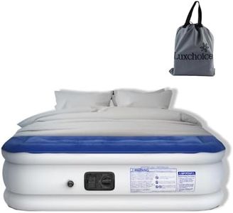 Luxchoice Queen Air bed with Built-in Electric Pump Inflatable Mattress Blow Up Bed in 3 Mins Fast Self-Inflation/Deflation Guest Air Mattress for Camping Home Moving Travel