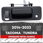 Tailgate Handle Assembly Upgraded Metal - Compatible with 2014-2021 Toyota Tacoma, 2016-2023 Toyota Tundra - Lift Gate Latch Handle, Textured Black - w/ Camera Hole, LED Hole - OEM 69090-0C090, 97982