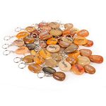 ROCKIMPACT 50PCS Inspirational Stones Key Chains, Wholesale Lot, Engraved Natural River Rock Key Rings, Healing Stone Keychain Bulk, Different Words Assorted Sayings (50 Pieces)