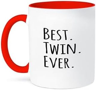 3dRose Best Twin Ever - Gifts for Twin Brothers or Sisters - Siblings - Family and Relative Specific Gifts - Two Tone Red Mug, 11oz