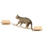 Navaris Wall Mounted Cat Bridge - Rope Bridge Walkway with 2 Large Connector Cat Shelves - Cat Accessories for Indoor Cats - Pine Wall Furniture Cat Shelf Steps