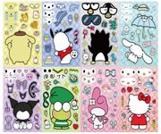 Norinoya 8-Piece Sanrio Kawaii Stickers for Laptop Skateboard,Water Bottles,Helmet,Decor Stickers for Birthday Children's Day Christmas Party Supply