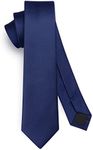 HISDERN Navy Blue Tie Silk Skinny T