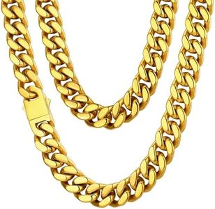 ChainsHouse Gold Cuban Link Necklace 30inch 14MM Heavy Curb Chain Mens Gifts, CHN18581K-14-30-CHUS