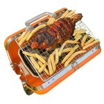 MOJO Portable Grill Charcoal Barbeque with Tray & 5 Skewers|As seen on Shark Tank India|Colorful Stainless Steel BBQ Grill|Steel Mesh, Stylish Hooks|Tandoori Grill for Outdoor Camping|(Color May Vary)