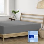 400 Thread Count 100% Cotton Fitted Sheet, Dark Grey Queen Fitted Sheet, Long - Staple Combed Pure Natural Cotton Sheet, Soft & Silky Sateen Weave