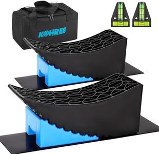 Kohree RV Leveling Blocks 6 Inch, 2 Packs Sturdy Camper Curved Levelers with 2 Wheel Chocks, 2 Rubber Mats & Carry Bag, RV Leveling System for Single Dual Axle Travel Trailers