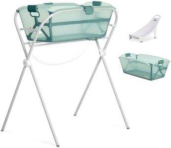 Evolur Supple Baby Spa Set with Infant Bathtub, Hammock Support Seat & Metal Frame, Newborn Tub for 0–12 Months, Complete Baby Care Essentials Gift Set for New Parents, Green