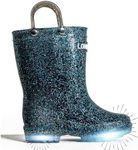 LONECONE Glitter Waterproof Light-Up Toddler Rain Boots with Easy Pull on Handles - Comfortable Shiny Kids Rain Boots for Boys and Girls - Fun & Safe Outdoor Play for All Seasons