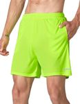 EZRUN Men's 5 Inches Running Workout Shorts Quick Dry Lightweight Athletic Shorts with Liner Zipper Pockets,Neon Yellow,M
