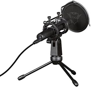 Trust Gaming USB Streaming Microphone GXT 241 Velica - Condenser Mic with Tripod Stand and Pop Filter for Computer, Laptop, PC, Podcast, Studio, Singing, Recording, Black