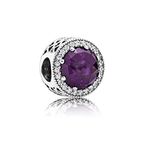 FGT Women Cubic Zirconia February Purple Birthstones Bead Charm Compatible with Pandora Moments Bracelets S925