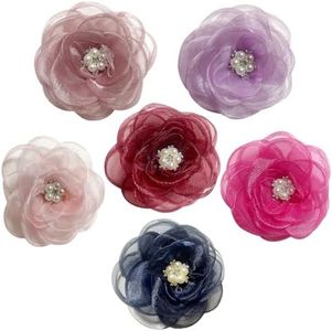 UBQUBQ Pearl Flower Dog Collar Accessories Pack of 6, Decorative Flower Charms for Dog and Cat Collars with Pearls (Style3)