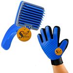 Sage Square Slicker Brush Pet Grooming Glove for Dogs and Cats Shedding Small Medium Large Breeds (Blue) Pet Hair Remover Glove-Massage Five Finger for Dog, Cat with Long & Short Fur, (Combo Pack 2)