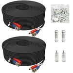 BNC Cable 150ft 2 Pack Aimyzii BNC Video Power Cable,Security Camera Cable for CCTV Camera DVR Security Systems(Included 4X BNC Adapters,100 Pcs Cable Clips)-Black