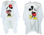 Disney Classic Mickey and Minnie Rain Poncho 2 pack set, Clear Adult