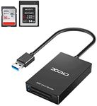 XQD Card Reader USB 3.0 XQD SD Card Reader Sony XQD Reader 2 in 1 Memory Card Reader 5Gpbs Super Speed for Sony G/M Series, Lexar 2933x/1400x USB Mark XQD Card, SD/SDHC/SDXC Card for Windows/Mac