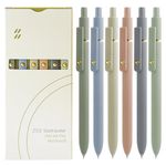 UIXJODO Gel Pens, 5 Pcs 0.5mm Japanese Black Ink Pens Fine Point Smooth Writing Pens with Silicone Grip, High-End Series Metal Clip Retractable Pens (6 Pcs Gold Morandi)