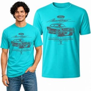 Ford Mustang Legendary Performance Est 1964 | Retro Vintage | Novelty Merch Racing Merchandise Cars and Trucks Men's T-Shirt, Light Turquoise, 5X-Large