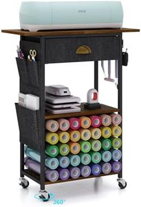 Lyuwanxian Craft Organizers and Storage Cart: Craft Room Cart for Organizing Cutting Accessories and Machine, Vinyl Roll Storage and Organization Holder, Heat Press Stand Table with Wheels.