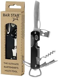 Bar Star Bartender's All-in-One Bar Tool Set: Corkscrew, Zester, Citrus Knife and Bottle Opener Kit with Magnet for Picnics, Tailgating, BBQs, Camping, Travel, Beach Parties and Bartending, Black