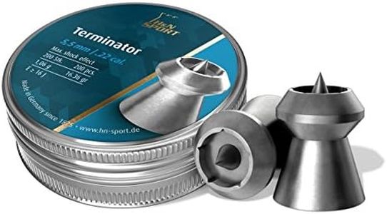 H&N Terminator Airgun Pellets 0.22 Cal, 16.36 Grains, Hollowpoint, 200 Count, Gray, .22 Cal (PY-P-1103)