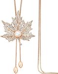 Shining Diva Fashion Latest Stylish Design Crystal Flower Long Chain Pendant Pendant for Women (Golden) (10785np)