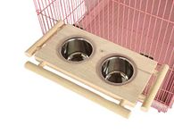 KSK Bird Parrot Water Food Feeding Double Bowls Cage Stainless Steel Bird Feeder for Water Food Feeding, 31.5 X 17.5 X 6.75 Cm